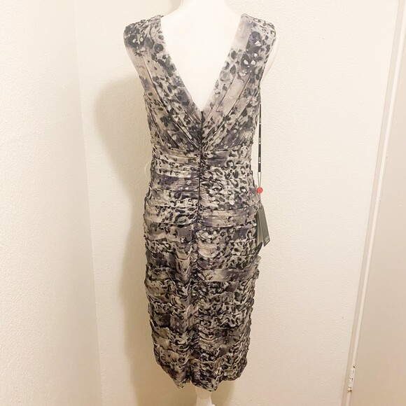 NWT TADASHI 100% Silk Metallic Animal Print Evening Festivities Dress Size 10 - Picture 3 of 7